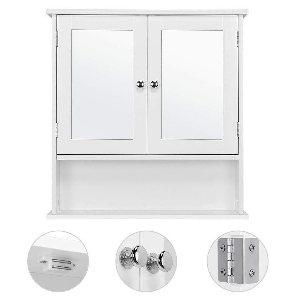 Costoffs Armario con Espejo para Baño con Puerta de Espejo, Armario Colgante para Baño con Espejo de Pared con 3 Estantes 56 Cm X 13 Cm X 58 Cm