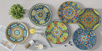 Juego de 6 platos llanos de cena SIMI estilo bohemio de porcelana, juego de platos de desayuno aptos para lavavajillas y microondas