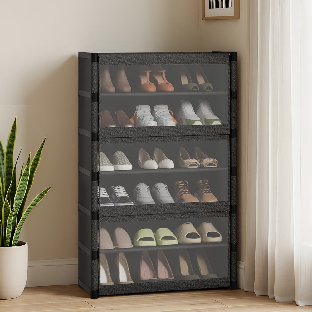 Armario zapatero de 1 pieza con puertas, estante para zapatos transparente a prueba de polvo, zapatero de gran capacidad, organizador vertical de zapatos que ahorra espacio para entrada, dormitorio, sala de estar, pasillo