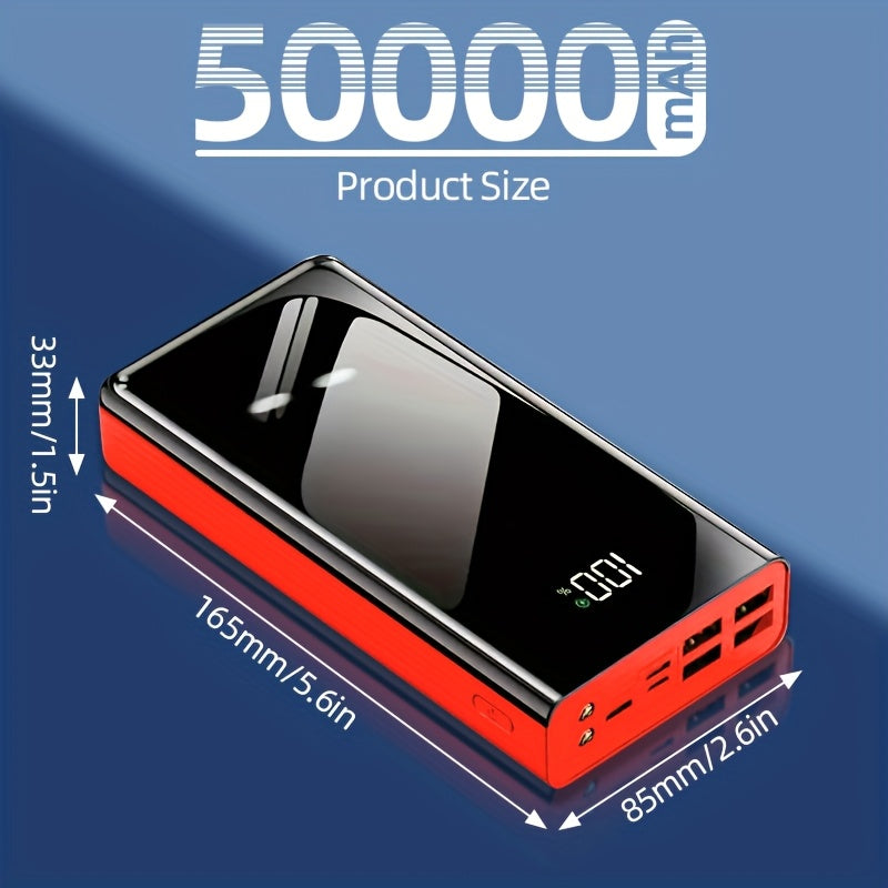 Batería externa | Banco de energía de 50000 mAh, 22,5 W de carga rápida, diseño de espejo de pantalla completa, banco de energía de gran