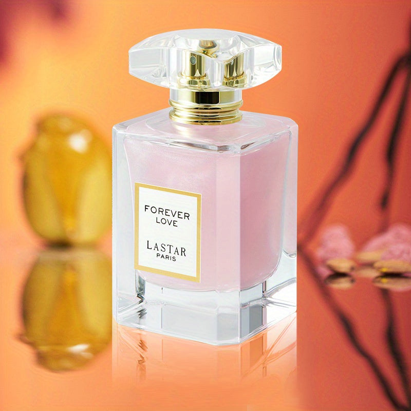 LASTAR Paris Forever Love Perfume 1.86Oz, Aroma Floral Romántico con Rosa, Jazmín, Vainilla y Pachulí, Fragancia Suave y Fresca, Larga Duración, Elegante Botella de Vidrio Rosa con Tapa Dorada, Regalo de Festival para Unisex