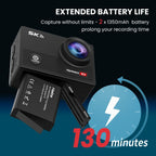 Cámara de Acción 5K Ultra HD, Fotos de 24MP, Pantalla IPS de 2 pulgadas, Con WiFi, Control Remoto por App, Batería de Polímero de Litio de 1350mAh, Modo de Alimentación Dual, Cuerpo de ABS, Con Funda Para Deportes, Vlogging y Grabación de Aventuras