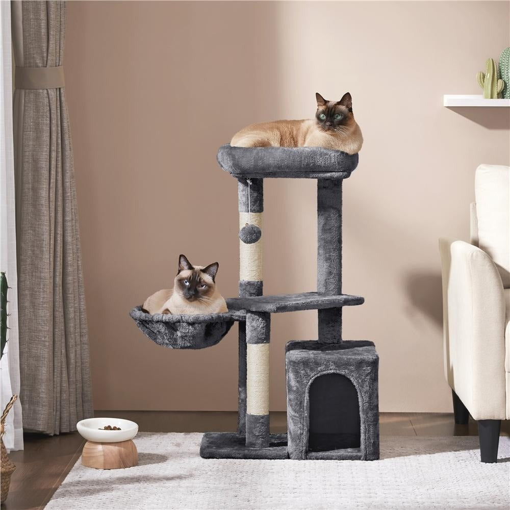 Costoffs Árbol de Gato con Plataforma de Altura de 87 Cm Árbol de Escalada con Cueva Cesta Postes de Sisal