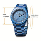 Leeev Reloj de Mano Ligero y Distintivo de Madera para Hombre, Colección Uwood Hecho a Mano de Sándalo Analógico de Cuarzo Vintage con Números Romanos, Reloj de Pulsera de Madera Natural