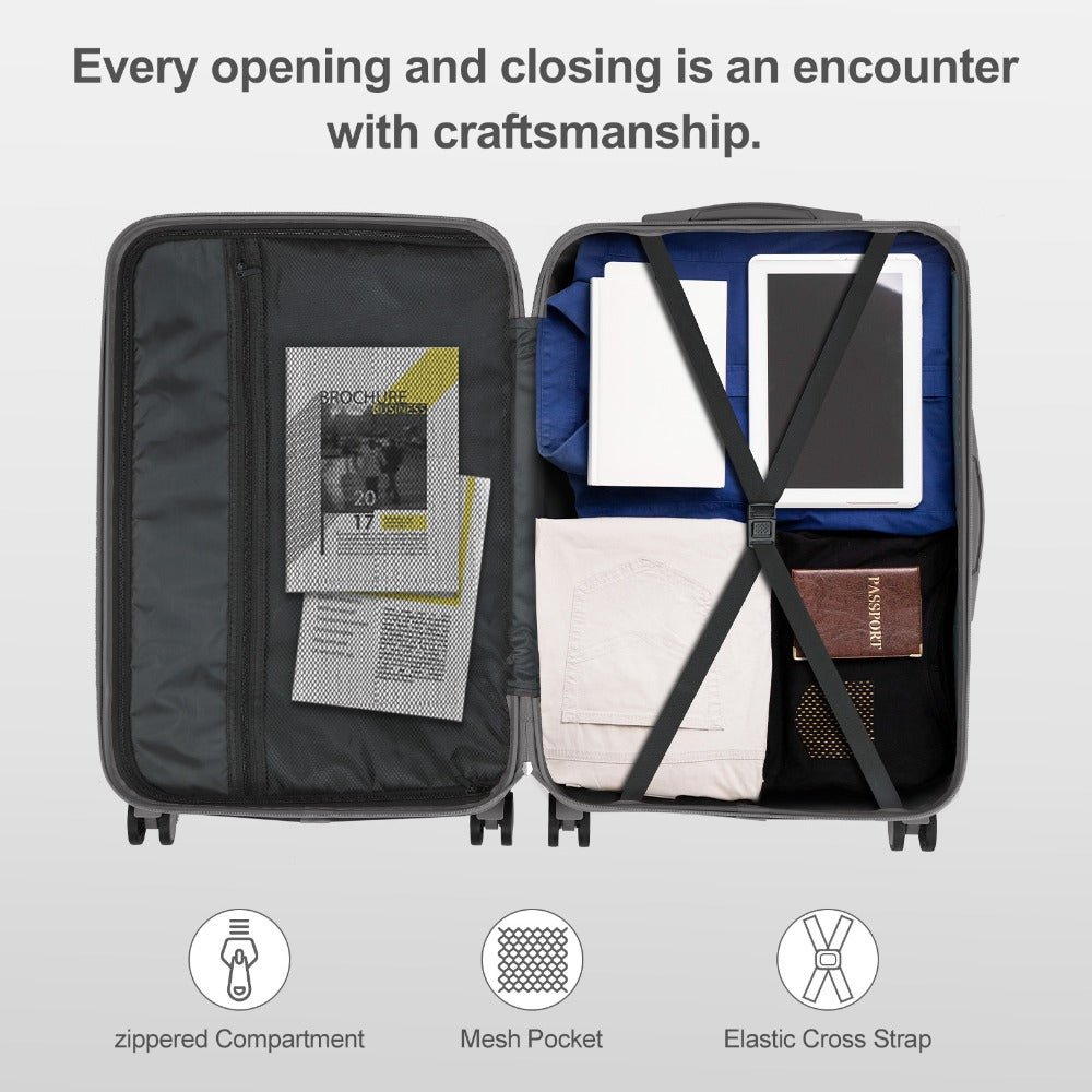 Maletas de Viaje 2 Piezas con Ruedas Giratorias, Ligero y Aprobado para Aerolíneas, Carcasa Dura ABS, Tamaño 12"+20", Set de Equipaje de Mano