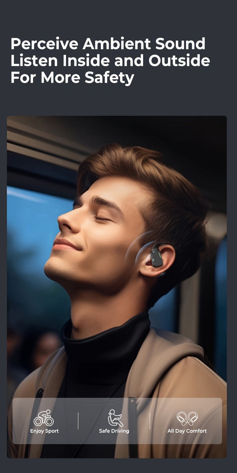 Auriculares Bluetooth | MINISO M98 Auriculares Inalámbricos con Traducción AI - Diseño Abierto, Soporta 135 Idiomas en Tiempo Real, Pantalla HD a