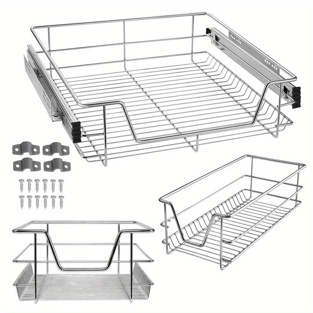 Organizador de gabinetes de cocina telescópico con cajones extraíbles, estante extensible, organizador de cajones de cocina, cesta de estante de cocina extraíble, cajón de dormitorio extraíble, extensión completa, capacidad de carga de 20 kg