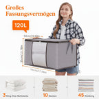 Juego de 6 bolsas de almacenamiento de 60L-90L-120L, bolsas grandes para guardar ropa con cremalleras, asas duraderas y tela gruesa para ropa, ropa de cama, mantas, edredones (gris), almacenamiento debajo de la cama