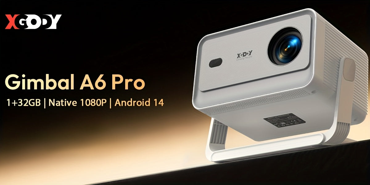 Proyector | Proyector XGODY Android 14, Decodificación Full HD 8K, Gimbal A6Pro Local 1080P, 550 ANSI Lúmenes, Autofocus y Corrección Keystone