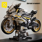 Modelo de motocicleta de bloques de construcción a escala grande 1:5 de 2078 piezas, color platino-dorado, fácil de montar y operar, adecuado como regalo para cumpleaños, Día de San Valentín y fiestas de Pascua