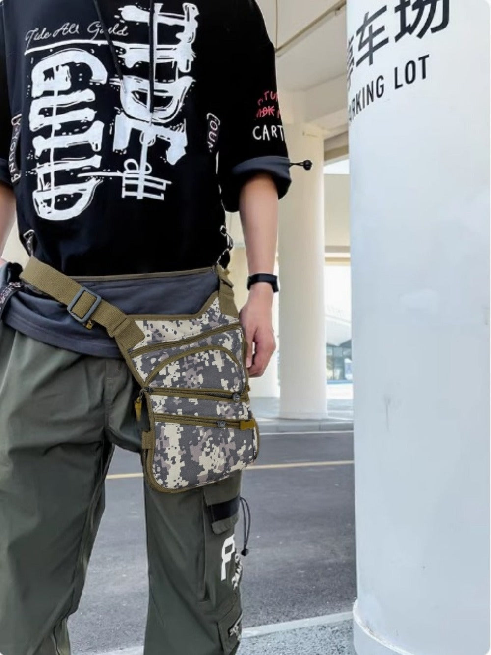 MEJORADA DL-45 Bolsa Multifunción para Pierna/Cintura - Uso Exterior, Senderismo y Deportes