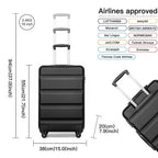 3 piezas de conjunto de maleta negra Diseño horizontal ABS carcasa dura con cerradura TSA rueda giratoria