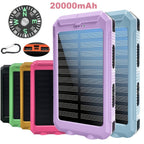 Batería Externa Solar Portátil de 20000Mah, Cargador Solar Portátil para Teléfonos Móviles, Cargador de Batería Externa para Camping para Teléfonos Móviles, 2 USB/ Linternas LED con Brújula para Actividades al Aire Libre