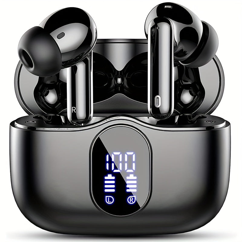 Auriculares Bluetooth | Audífonos Inalámbricos 5.3 con Bajo Profundo Estéreo, 36H de Reproducción & Caja de Carga LED, Micrófonos Reductores de