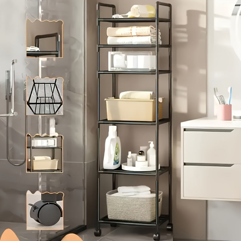 Estante de Almacenamiento Rodante de 5/6 Niveles - Organizador Multicapa de 167.64 cm - Ahorro de Espacio, Estante Ajustable y Multifuncional, Adecuado para Cocina, Baño, Sala de Estar, Oficina y Estudio, Solución de Almacenamiento Perfecta, Estante de Pi