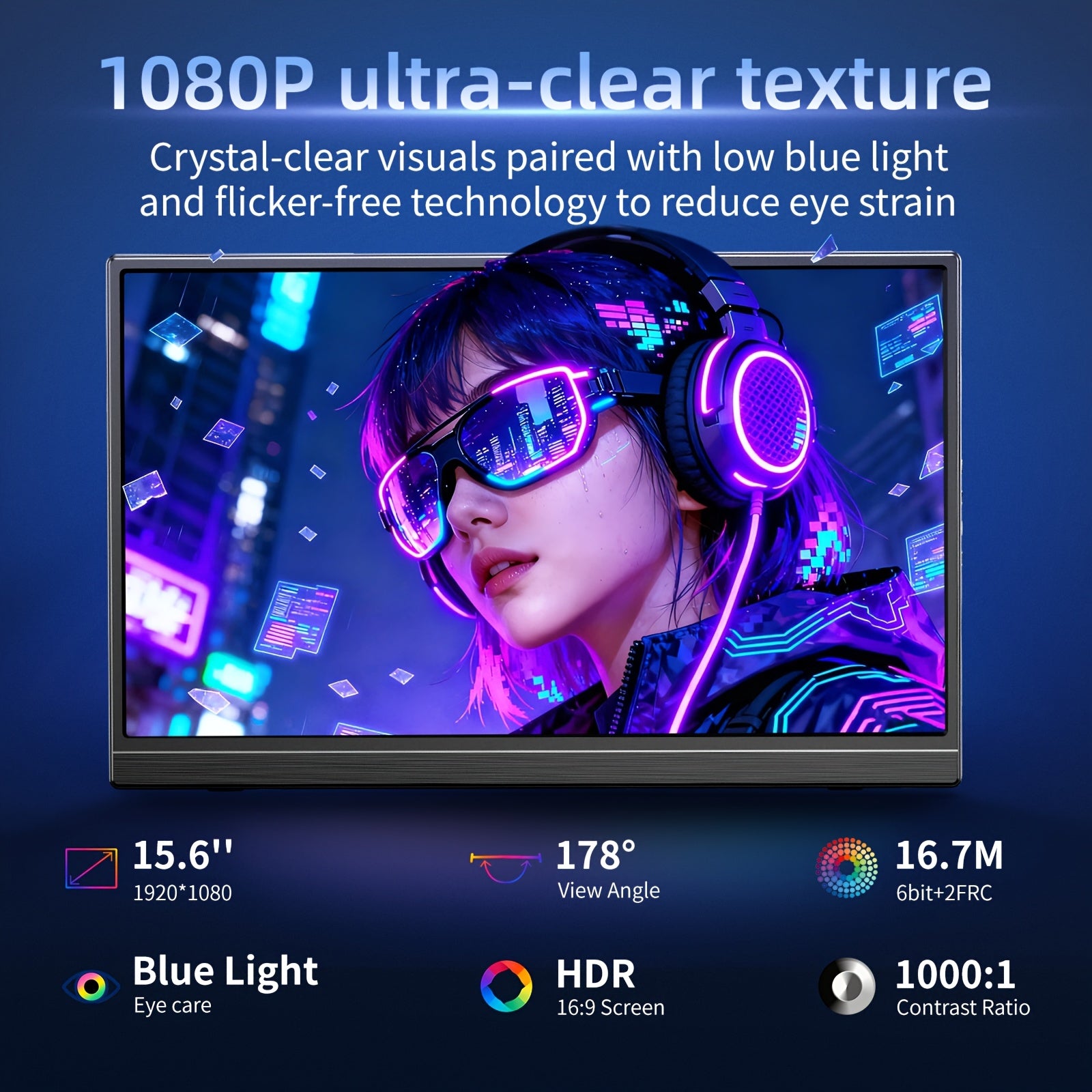 Monitores de ordenador | Monitor Portátil de 15.6 Pulgadas con Soporte Integrado, Pantalla IPS FHD 1080P para Juegos, Frecuencia de Actualización