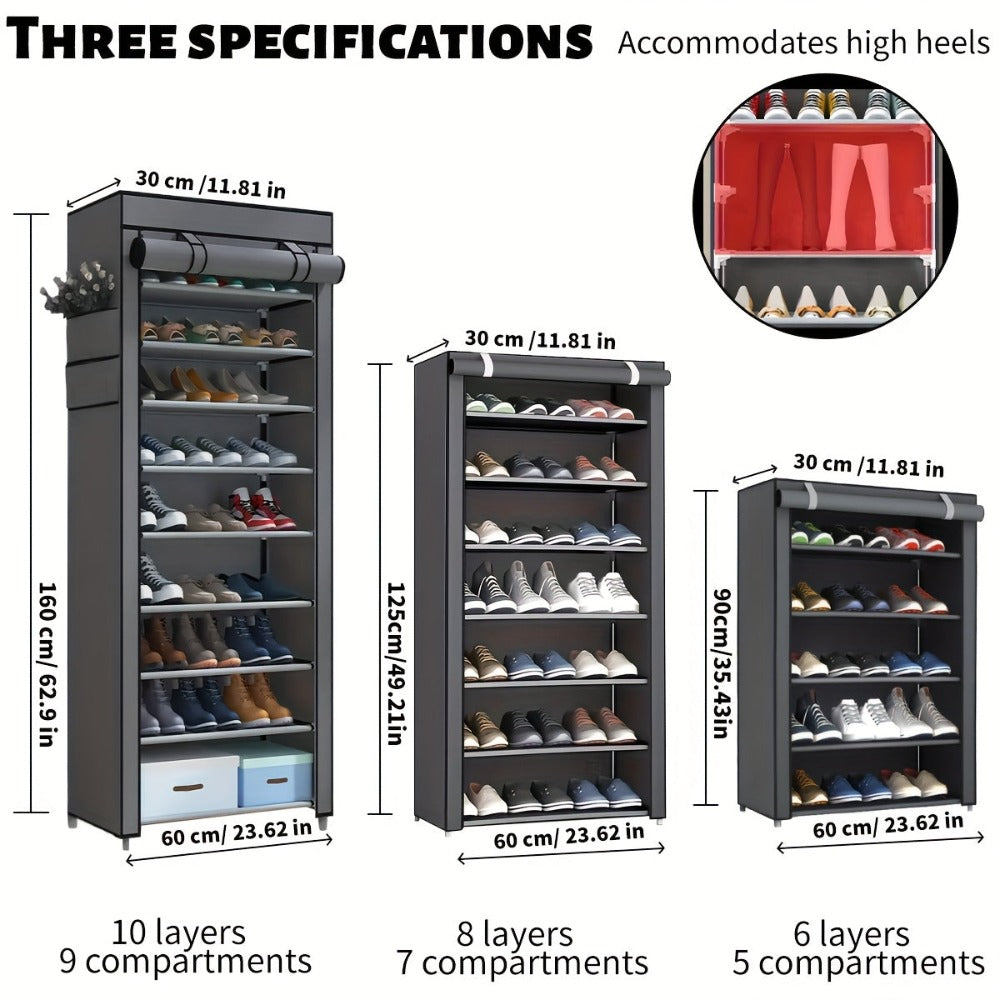 Organizador de Zapatos Resistente con Fácil Montaje - Construcción Robusta de Metal/Plástico, Diseño Vertical que Ahorra Espacio, Capacidad para 27-35 Pares (Tacones Altos, Botas, Zapatillas) - Zapatero Independiente para Entrada, Armario, Apartamento - N