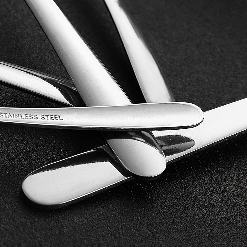 Juego de 30 piezas de cubertería de acero inoxidable plateado para 6 personas. Vajilla de alta calidad con cuchillos, tenedores y cucharas. Juego de cubertería para hotel, fiesta, boda, hogar, cocina, restaurante, exterior. Muy pulido, mango ergonómico. L