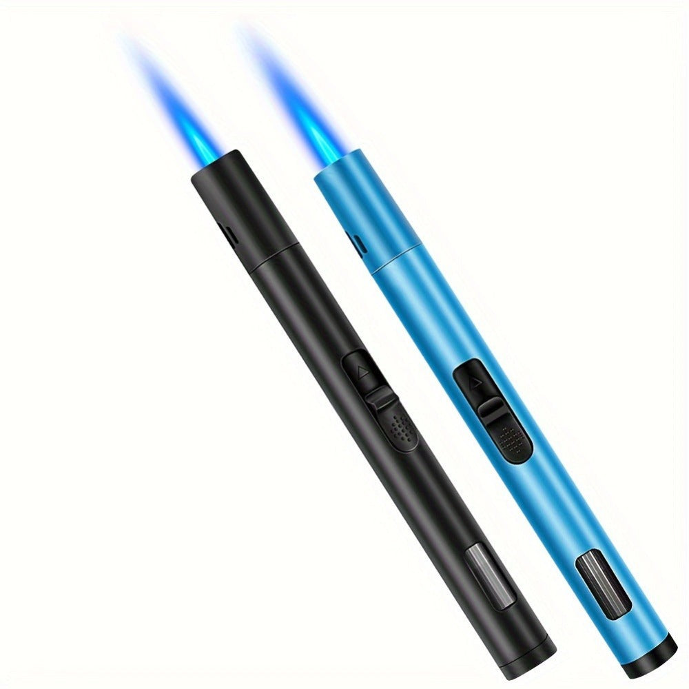 Juego de 2 encendedores de butano recargables, butano no incluido, con llamas de chorro ajustables a prueba de viento, ideal para velas, parrillas, barbacoas y camping