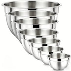 Juego de 7 piezas de ensaladeras prémium de acero inoxidable con tapas, juego de ensaladeras apilables, cuencos duraderos y gruesos, aptos para ensaladas, aptos para lavavajillas y microondas, ideal para Navidad, Hanukkah, Pascua, Acción de Gracias, almac