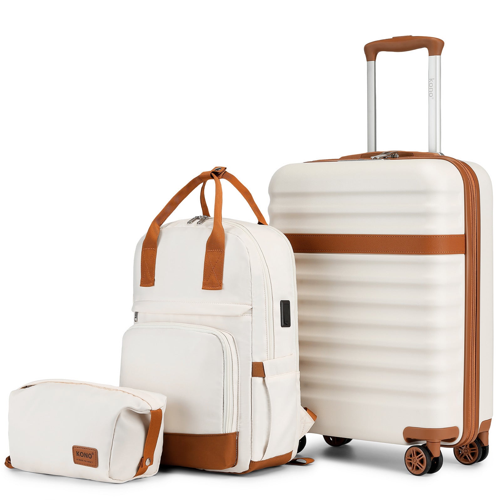 3 piezas de Conjunto de Maleta Trolley Equipaje de Mano Maleta de Viaje Maleta de Viaje de Caja Dura ABS + PC con 4 Ruedas Candado TSA Conjunto de Maleta Incluye 1 Mochila de Viaje y 1 Bolsa de Aseo Regreso a la Escuela Regalo de Vacaciones