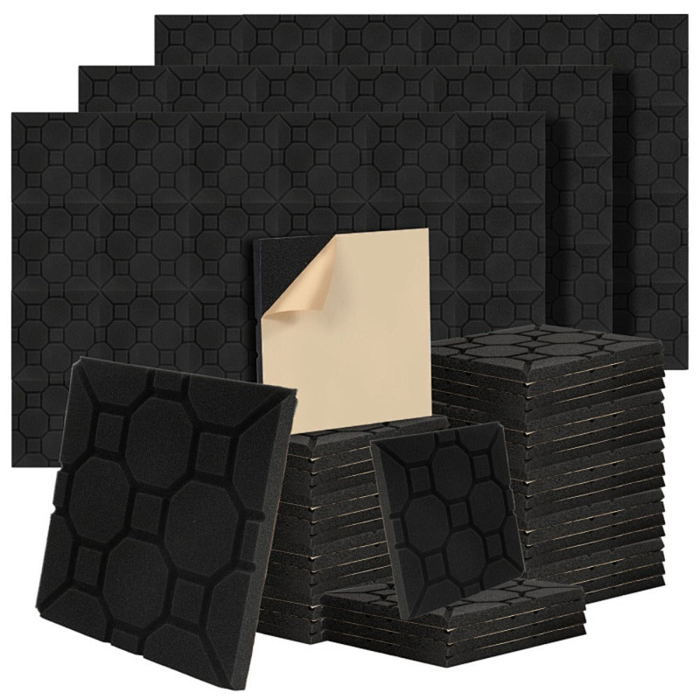 24/48/72 piezas Paneles Acústicos, 30x30x2.5 cm, Espuma 3D para Aislamiento Acústico, Paneles de Espuma Autoadhesivos para Absorción de Sonido, Reducción de Eco en Hogar, Oficina, Estudio de Podcast, Espuma para Aislamiento Acústico
