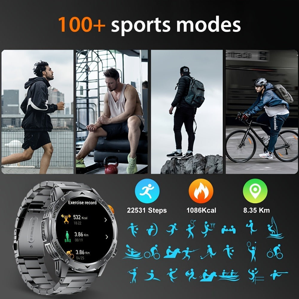 SIEMORL Smartwatch para hombre con más de 50 horas de tiempo de espera ultra largo, reloj inteligente HD de 1.7 pulgadas con batería de 1000 mAh/Función de teléfono/Más de 110 modos deportivos/Monitoreo del sueño, Reloj para hombre para iPhone Android Pod