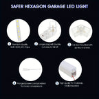 Paquete de 5/8 Lámparas de Techo LED Hexagonales - 280W 33600LM Ultra Brillantes Blanco Frío 6500K, Iluminación Exterior Moderna para Garaje, Taller, Estudio, Tienda de Detallado Automotriz - Duración Estimada, Fácil Instalación, Montaje