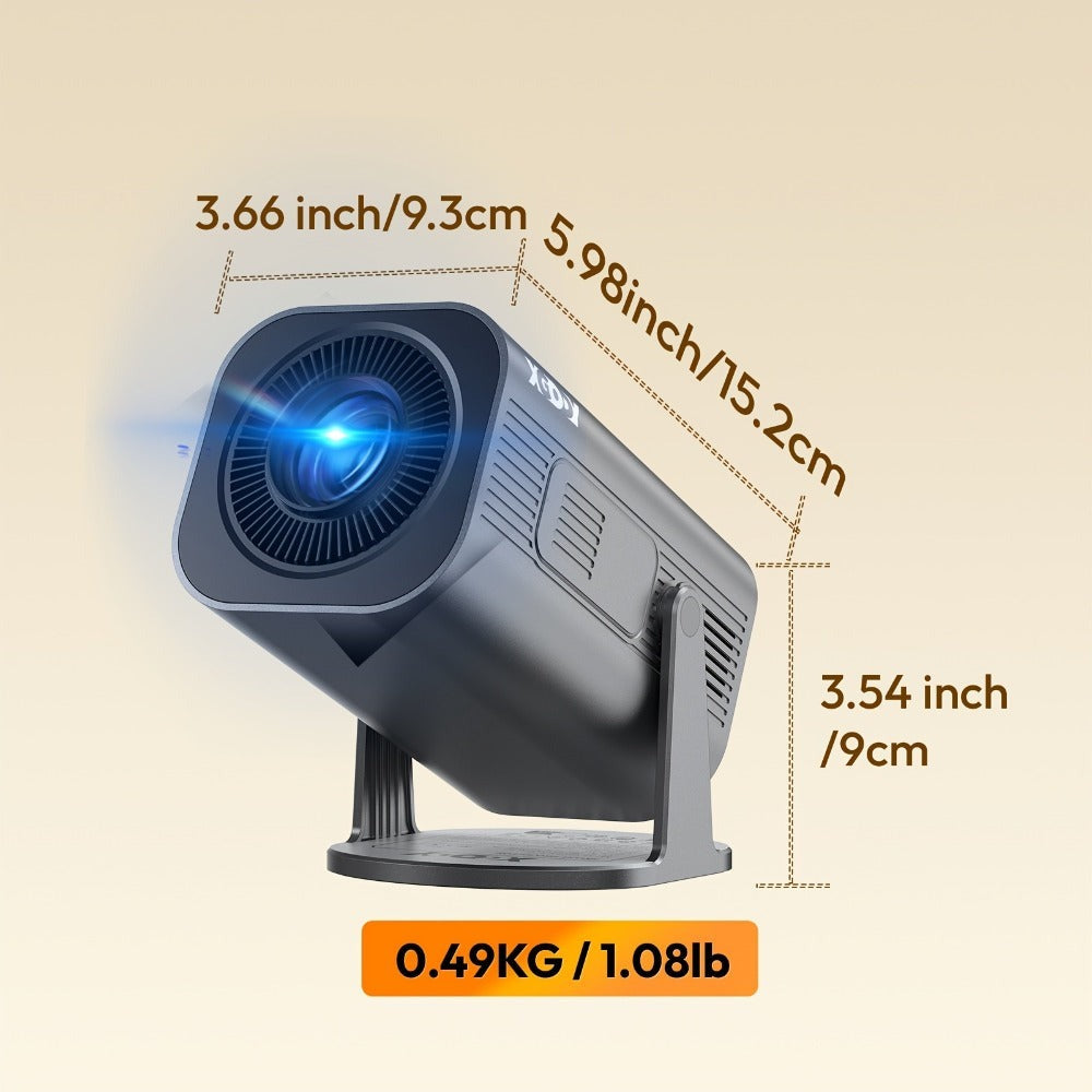 LUXVYN 2026 Proyector Portátil, con Android 11, Dual Wifi6, Brillo de 340ANSI, Local 1280X720P HD, Soporte 4K, Bajo Ruido, Ángulo de Proyección Flexible de 180°, Mini Proyector de Cine en Casa