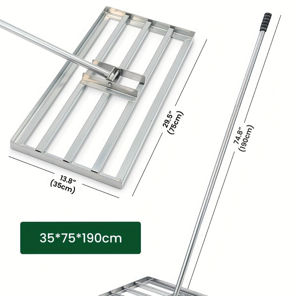 Rastrillo Nivelador de Césped Manual 76 X 25 Cm, Espátula para Césped de Jardín, Herramienta de Rastrillo de Arena Sin Esfuerzo con Mango de 229 Cm, Rastrillo para Jardín, Campo de Golf (Verde: 25*74.5*190cm; Plata: 35*75*190cm; Plata: 24.5*42.5*191cm Neg