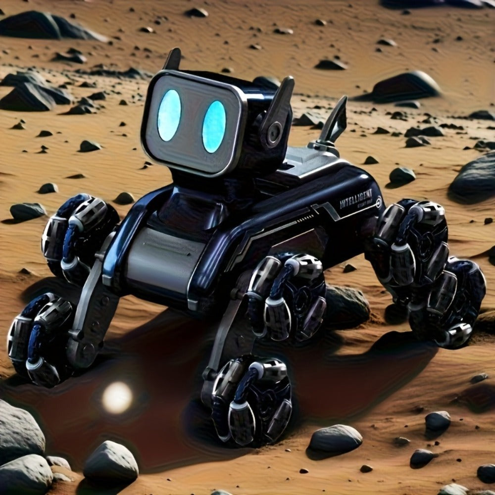 Robot Perro Espacial Mecánico más Nuevo de 2025 con Control Remoto y Tracción en 8 Ruedas, Apto para Fiestas, Espectáculos de Acrobacias - Juguete de Robot de Plástico Duradero, Mascota Electrónica para Juego al Aire Libre, Construcción Robusta, Acrobacia