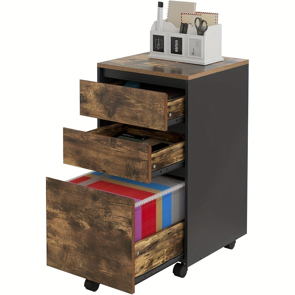 1pc Gabinete de Almacenamiento para Oficina con 3 Cajones, Gabinete de Oficina, Gabinete para Carpetas, Gabinete de Oficina con Ruedas, Contenedor Rodante con 3 Cajones, 40X70X40 Cm