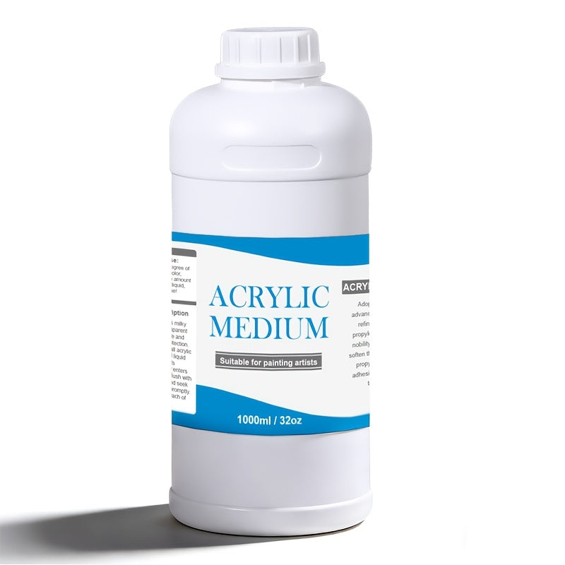 Medio y diluyente para pintura acrílica de gran capacidad, apto para todas las pinturas acrílicas - Líquido mejorador de flujo para profesionales y artistas, mejora la consistencia, la mezclabilidad y la estructura en capas - Compatible para uso profesion