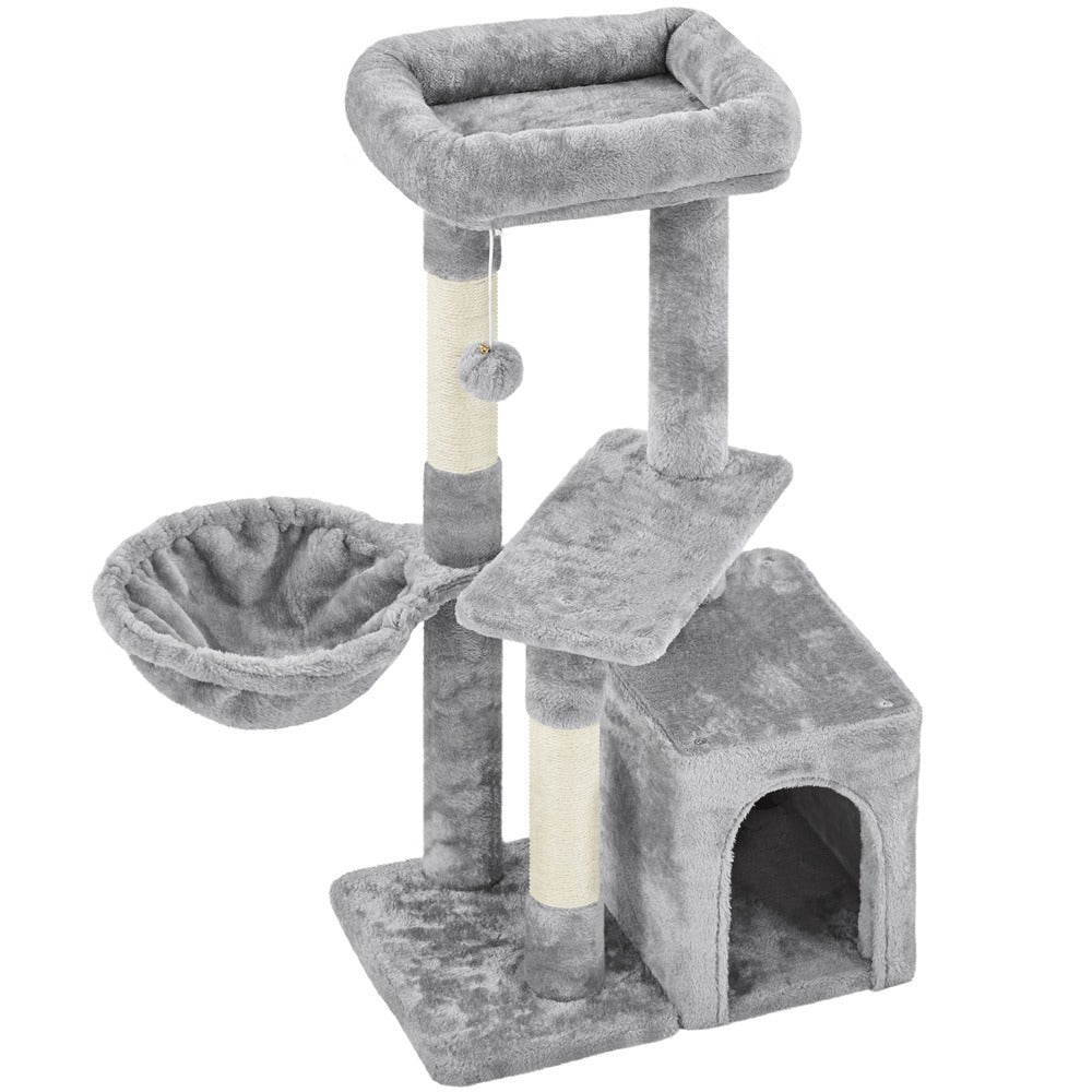 Costoffs Árbol de Gato con Plataforma de Altura de 87 Cm Árbol de Escalada con Cueva Cesta Postes de Sisal