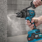 Taladro de Impacto Inalámbrico sin Escobillas, Taladro Inalámbrico Ajustable de 20 Velocidades, Destornillador Eléctrico 3 en 1 con Martillo, Ideal para Decoración de Muebles y Mezcla de Concreto Industrial