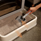 Caja de arena cerrada para gatos, cajas de arena con entrada frontal y salida superior, bandeja de arena extraíble con masajeador, pala para arena, para gatitos, diseño desmontable