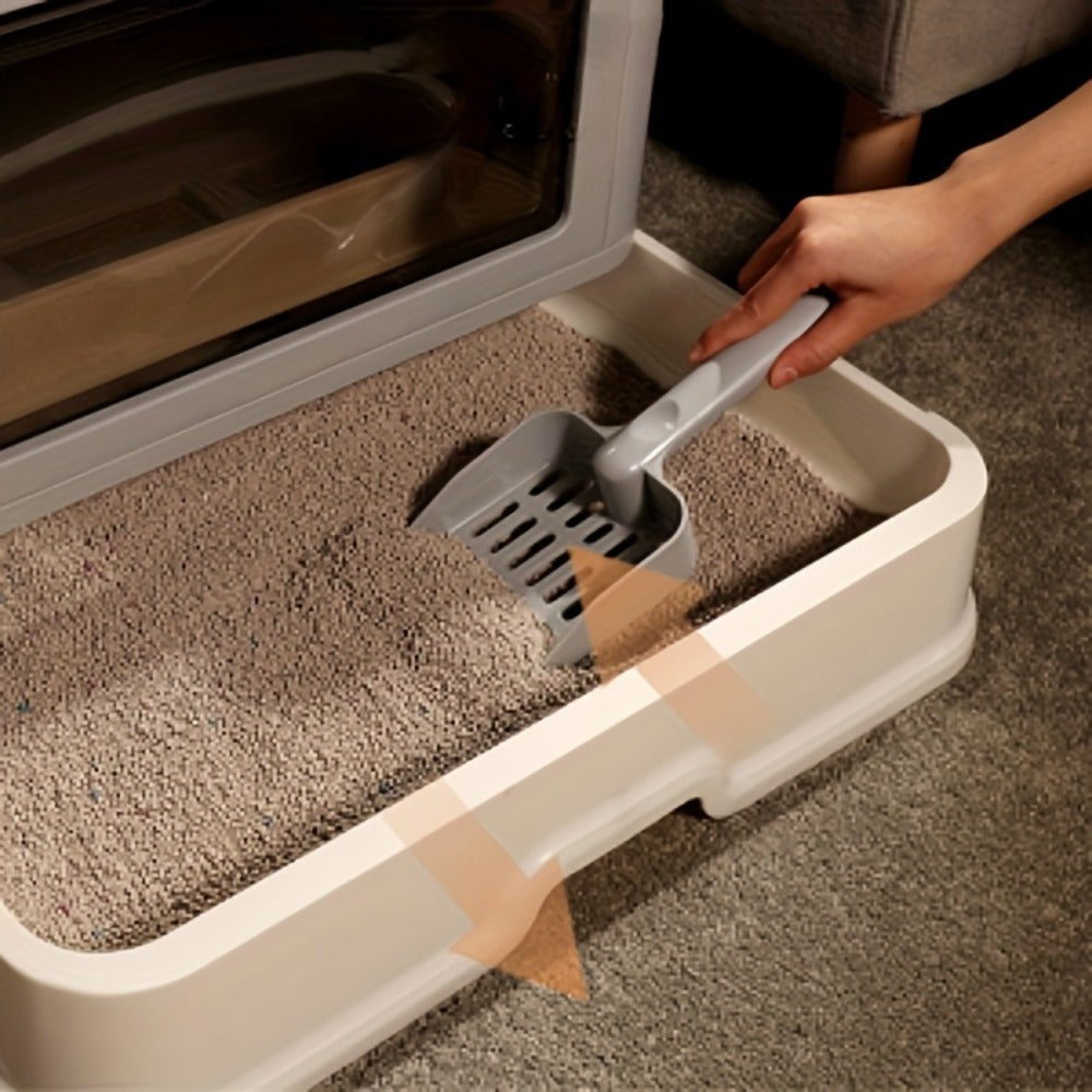 Caja de arena cerrada para gatos, cajas de arena con entrada frontal y salida superior, bandeja de arena extraíble con masajeador, pala para arena, para gatitos, diseño desmontable