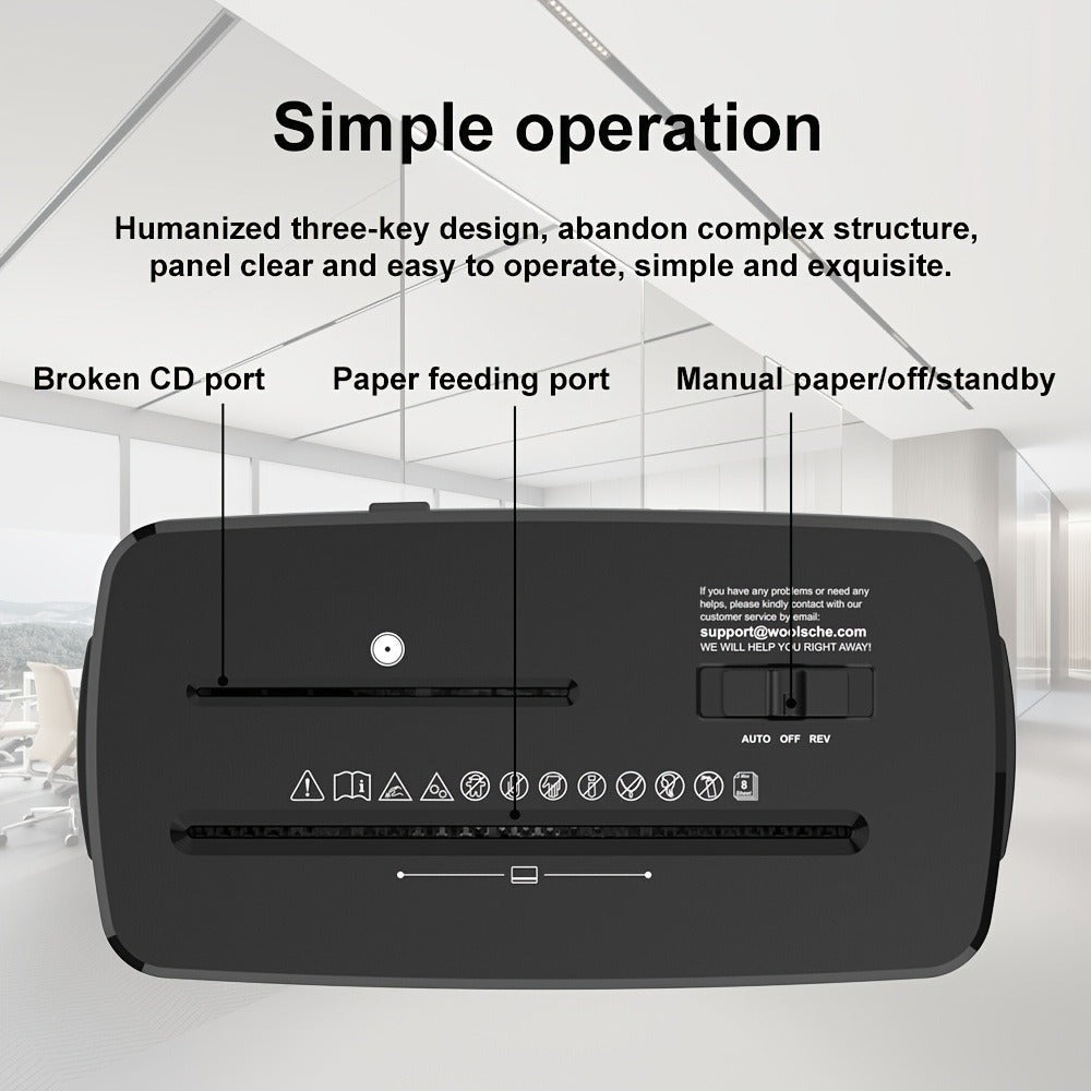 Destroyedor de Archivos Automático de 10 Hojas con Corte en Cruz - Seguridad P-4 para Documentos Confidenciales y CDs | Contenedor Anti-Atascos de 12.98 L | Compacto para Oficina en Casa y Espacios Pequeños | Marca: WOOLSCHE