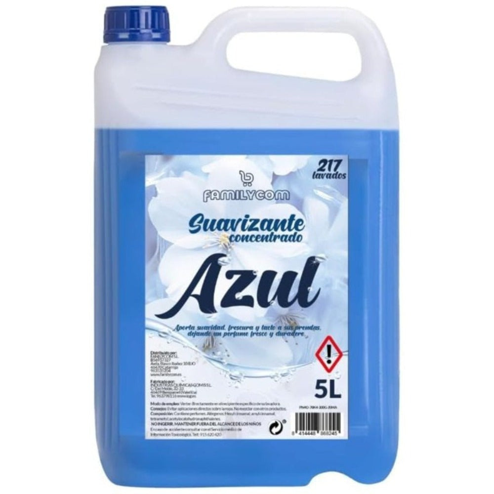 GrupoFamily. Suavizante Azul - Ropa Limpia- Suavizante Concentrado para la Ropa - Frescor intenso y duradero - 217 lavados - 5 litros
