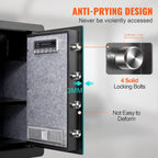 VEVOR Seguro, 2.2 pies cúbicos Caja Fuerte para el Hogar, Caja de Seguridad de Acero con Huella Digital, Teclado Digital y 2 Llaves, Caja Fuerte con Bolsa Grande a Prueba de Fuego, Protege Efectivo, Oro, Joyas, Documentos, 15.8x13x23.6 pulgadas