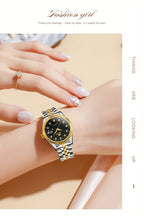 OLEVS Reloj de Mujer Clásico de Negocios, Relojes Analógicos de Cuarzo para Mujer, Relojes Elegantes de Lujo de Acero Inoxidable con Diamantes de Rhein, Relojes Luminosos para Mujer con Calendario y Fecha para Damas, Regalos Románticos, Reloj de Pulsera p