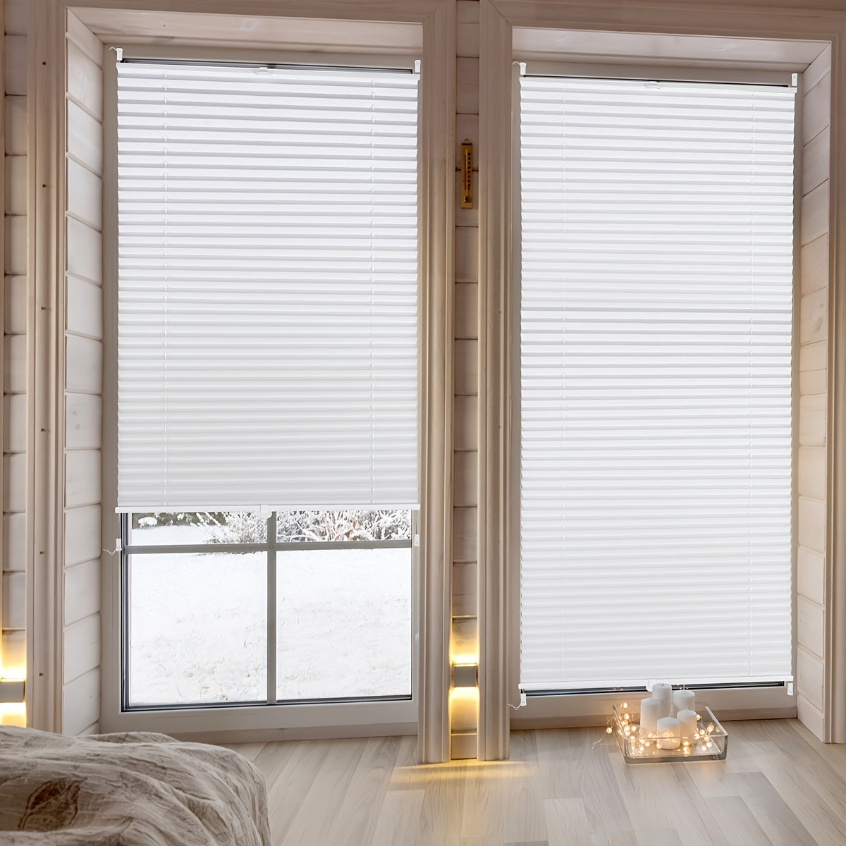 Estor enrollable | Persianas opacas plisadas con cordón Sekey para cubrir ventanas - Instalación sin taladro, estores enrollables de bloqueo con