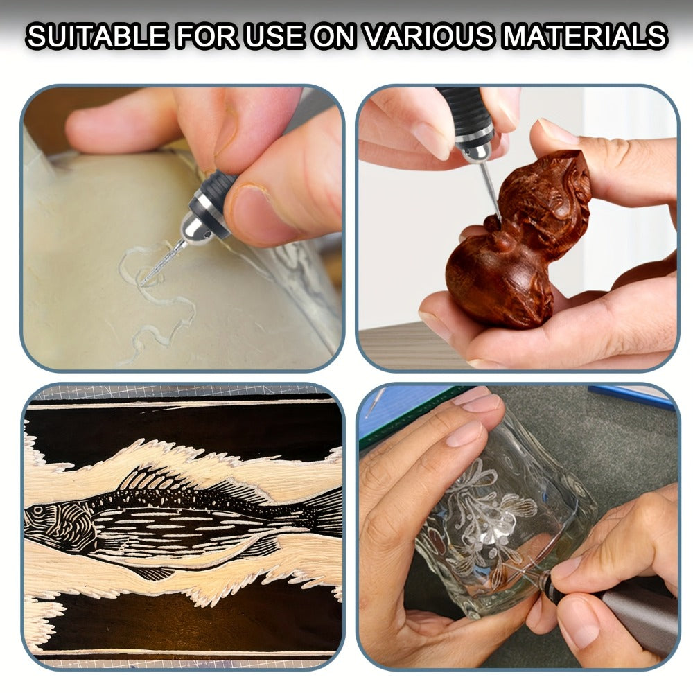 Lápiz de Grabado y Grabado Recargable USB, Kit de Lápiz de Grabado de 33 Bits, 10 Plantillas, Herramientas de Micrograbado, Grabado en Vidrio, Madera, Metal, Piedra, Plástico, Clavos, Joyería, Ideas de Regalo para el Día del Padre