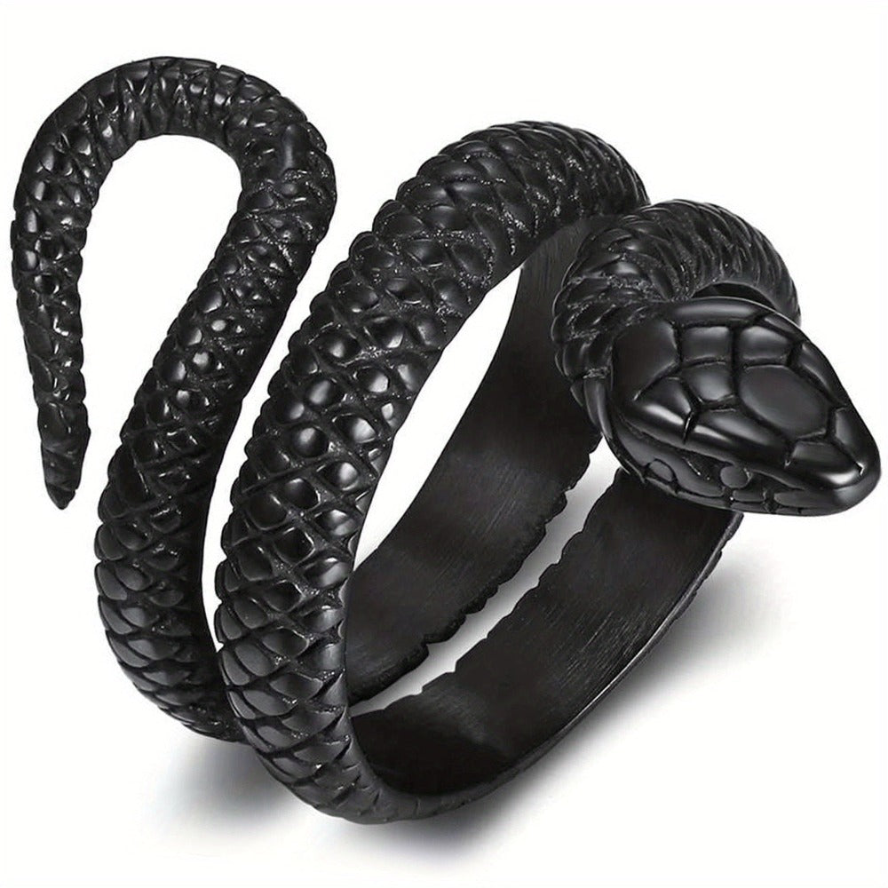 Anillo para Hombres JewelryWe, Anilla de Serpiente en Acero Inoxidable con Doble Fila y Apertura Retro Dorado Plateoideal Accesorio Masculino Joyería Destacada Diseño Vintage Pulido Duradera Unisex Para Amantes del Estilo Caballeros Elegant