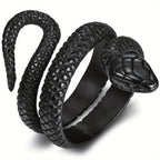 Anillo para Hombres JewelryWe, Anilla de Serpiente en Acero Inoxidable con Doble Fila y Apertura Retro Dorado Plateoideal Accesorio Masculino Joyería Destacada Diseño Vintage Pulido Duradera Unisex Para Amantes del Estilo Caballeros Elegant