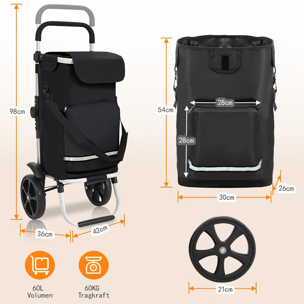 Carrito de compras plegable ajustable plegable | Supermercado camping y transporte diario