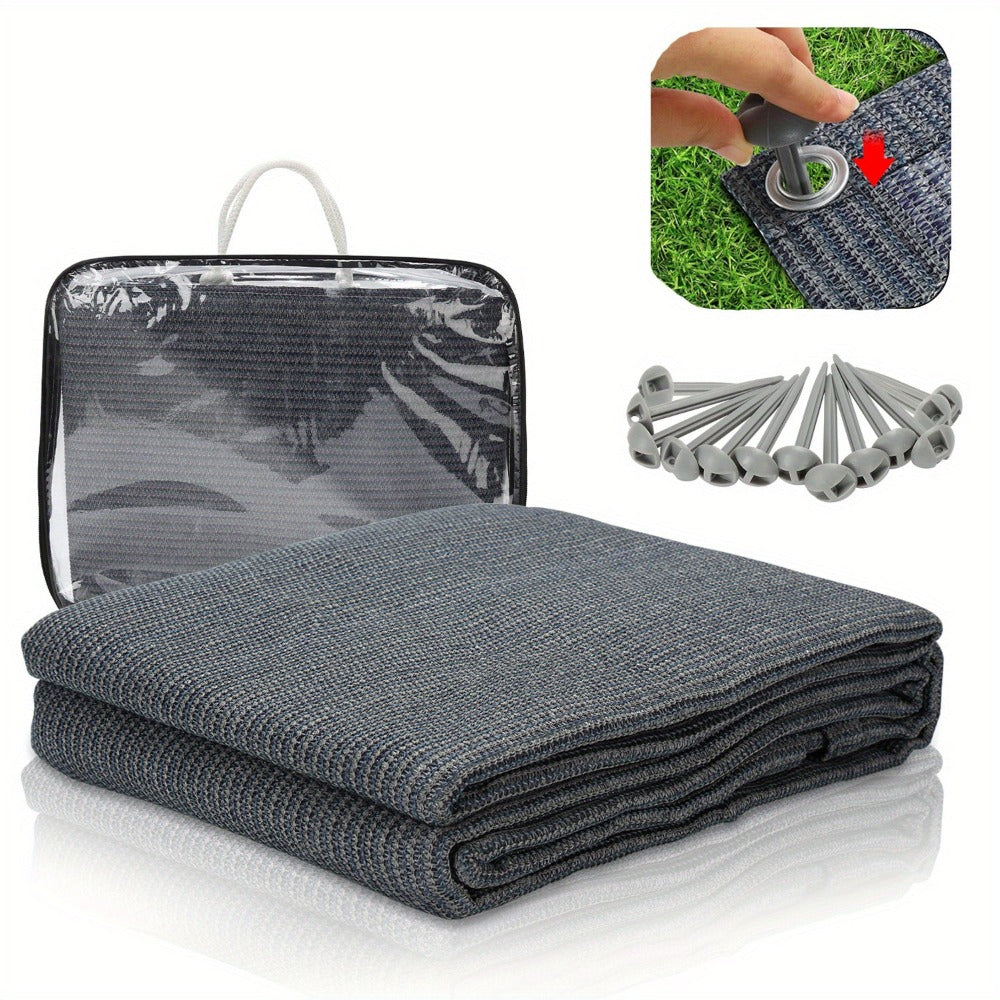 Colchoneta de Camping de Alta Calidad - Transpirable - Antideslizante - Gris Azulado - con 12 Agujeros, 13 Estacas y Bolsa de Transporte - 250/300/350/400/500/550/600Cm