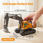 Vehículo de construcción con control remoto amarillo de 13 canales, excavadora, camión volquete, bulldozer, regalo perfecto para cumpleaños, Halloween y Navidad de niños