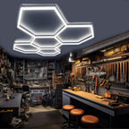 Paquete de 5/8 Lámparas de Techo LED Hexagonales - 280W 33600LM Ultra Brillantes Blanco Frío 6500K, Iluminación Exterior Moderna para Garaje, Taller, Estudio, Tienda de Detallado Automotriz - Duración Estimada, Fácil Instalación, Montaje
