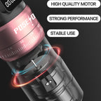 Kit de pluma máquina de tatuaje rotativa inalámbrica POSEIDON, motor sin núcleo de trazo ajustable de 2.4-4.2 mm, dos baterías con pantalla digital de 2300 mAh, viene con 10 agujas de tatuaje y otras adiciones